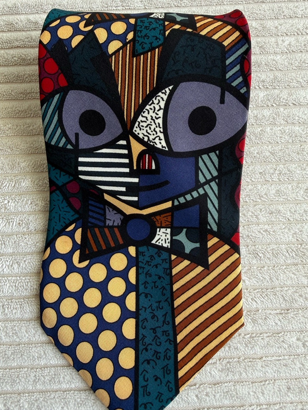 Colorful Abstract Pop Art Men's Tie in Blue, Yellow, Red